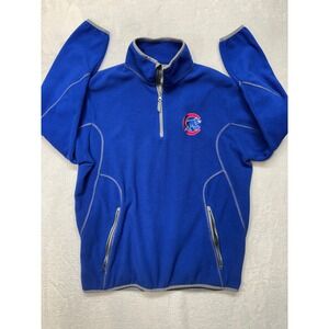 Antigua Mens Chicago Cubs Quarter Zip Fleece Pullover Blue Large 100604